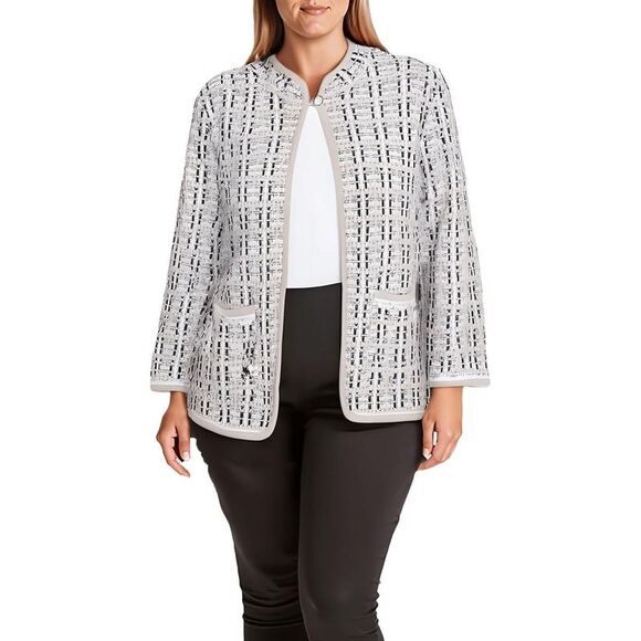 Alfred Dunner Womens Tan Contrast Trim Knit Cardigan Sweater Petites NWT - Picture 1 of 1